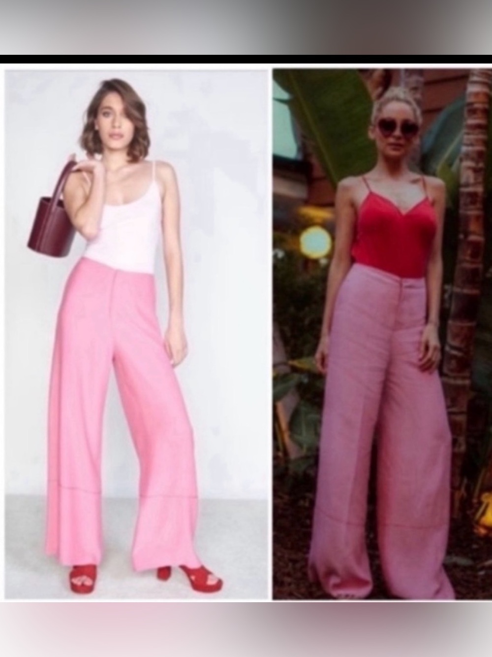 Staud Pink Wide Leg Pants